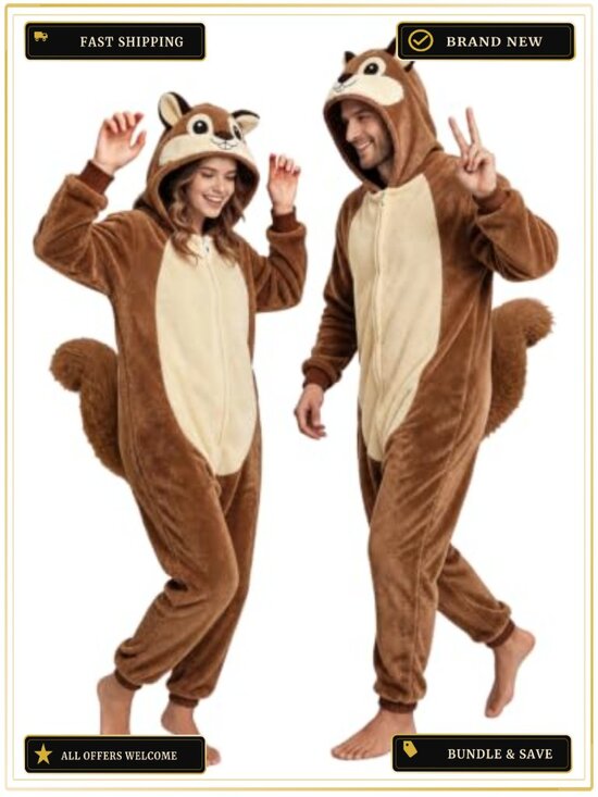 Other - Squirrel Onesie Adult Unisex Flannel Animal Costume Halloween Cosplay